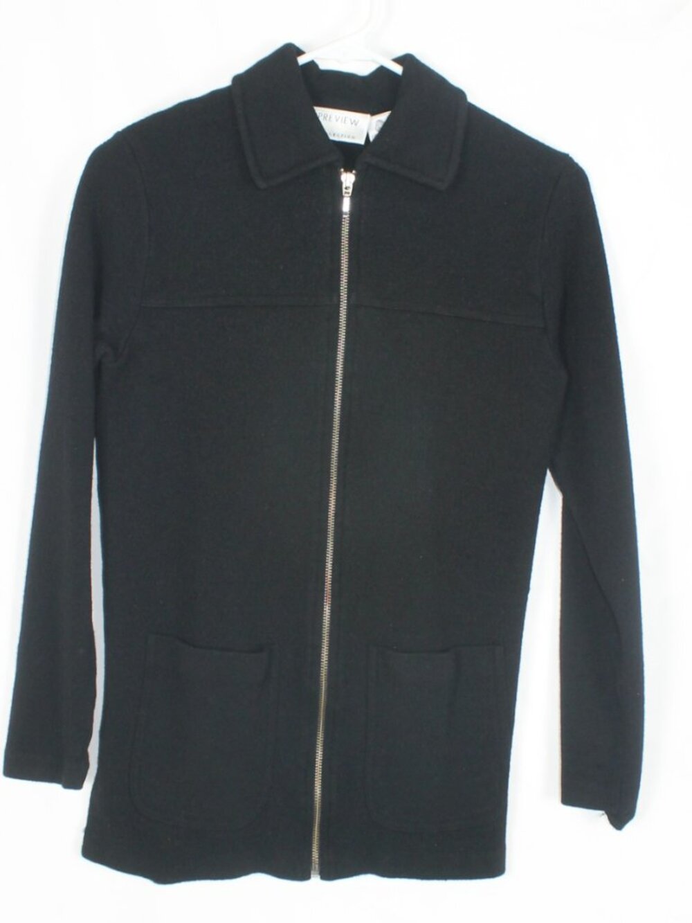 Preview Collection Women's Black 100% Merino Wool Full Zip Jacket Size Small